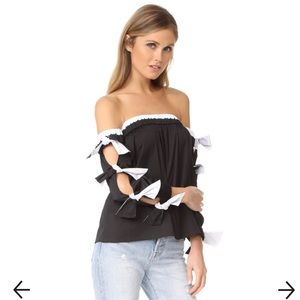 Milly Womens Poplin Combo Blythe Top size Small, edgy designer top sz S